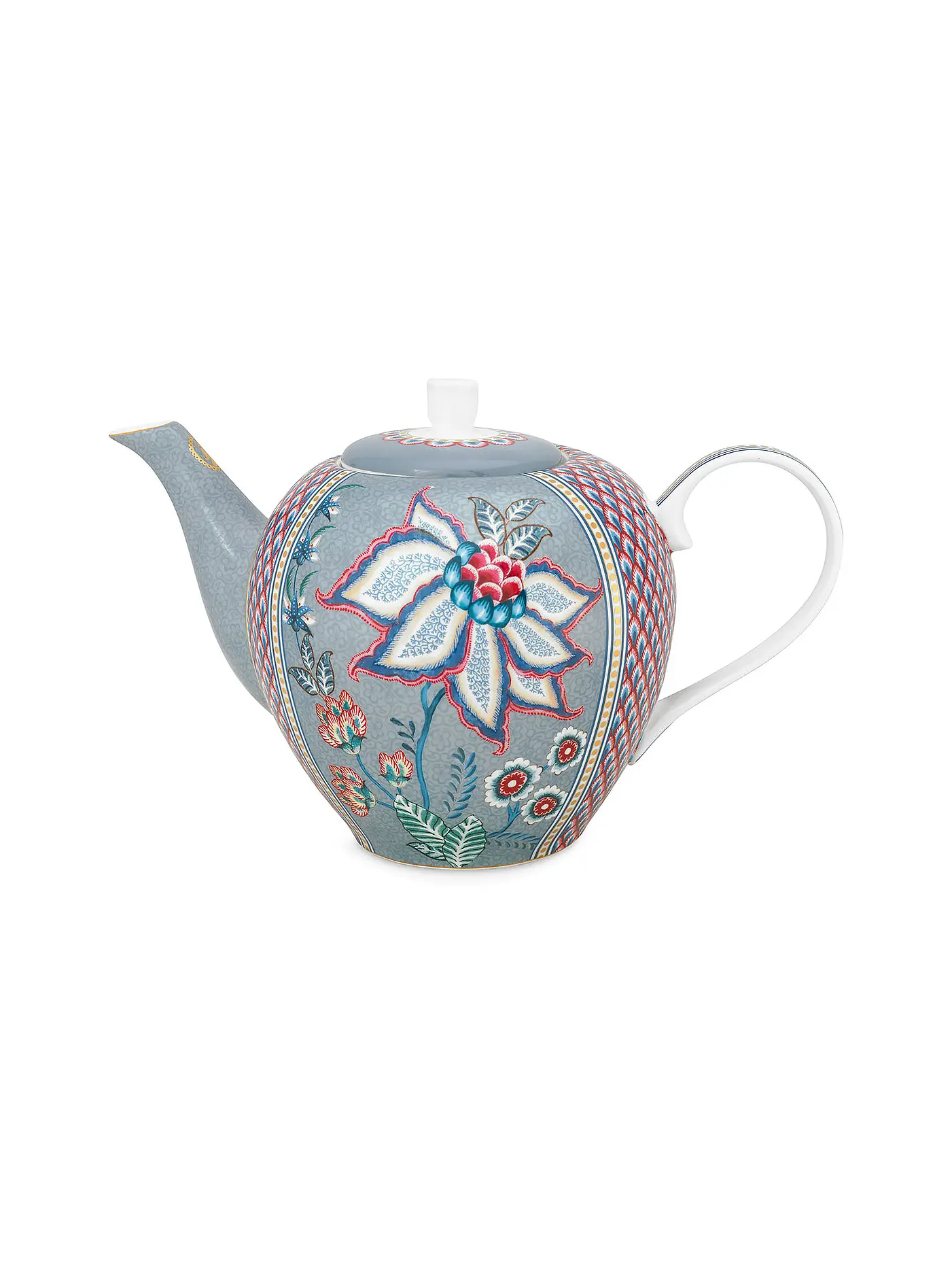 PIP STUDIO | Teekanne Large 1600ml Flower Festival Dark Pink | hellblau